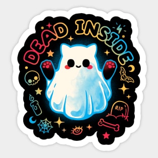 Cat ghost dead inside Sticker